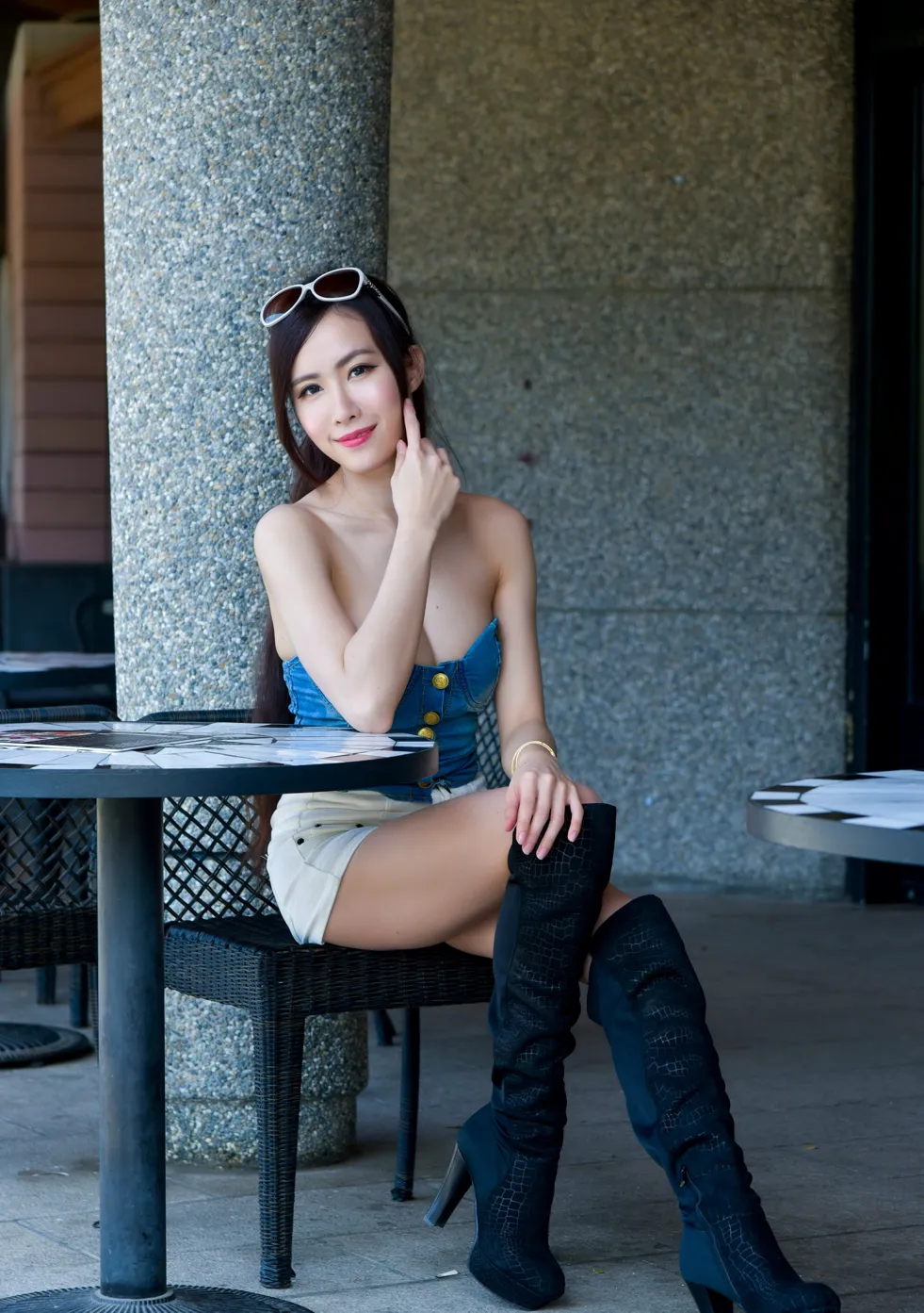 [Mzsock] NO.181 Yanxi off-shoulder shorts, boots and beautiful legs street photography#[71P]-4