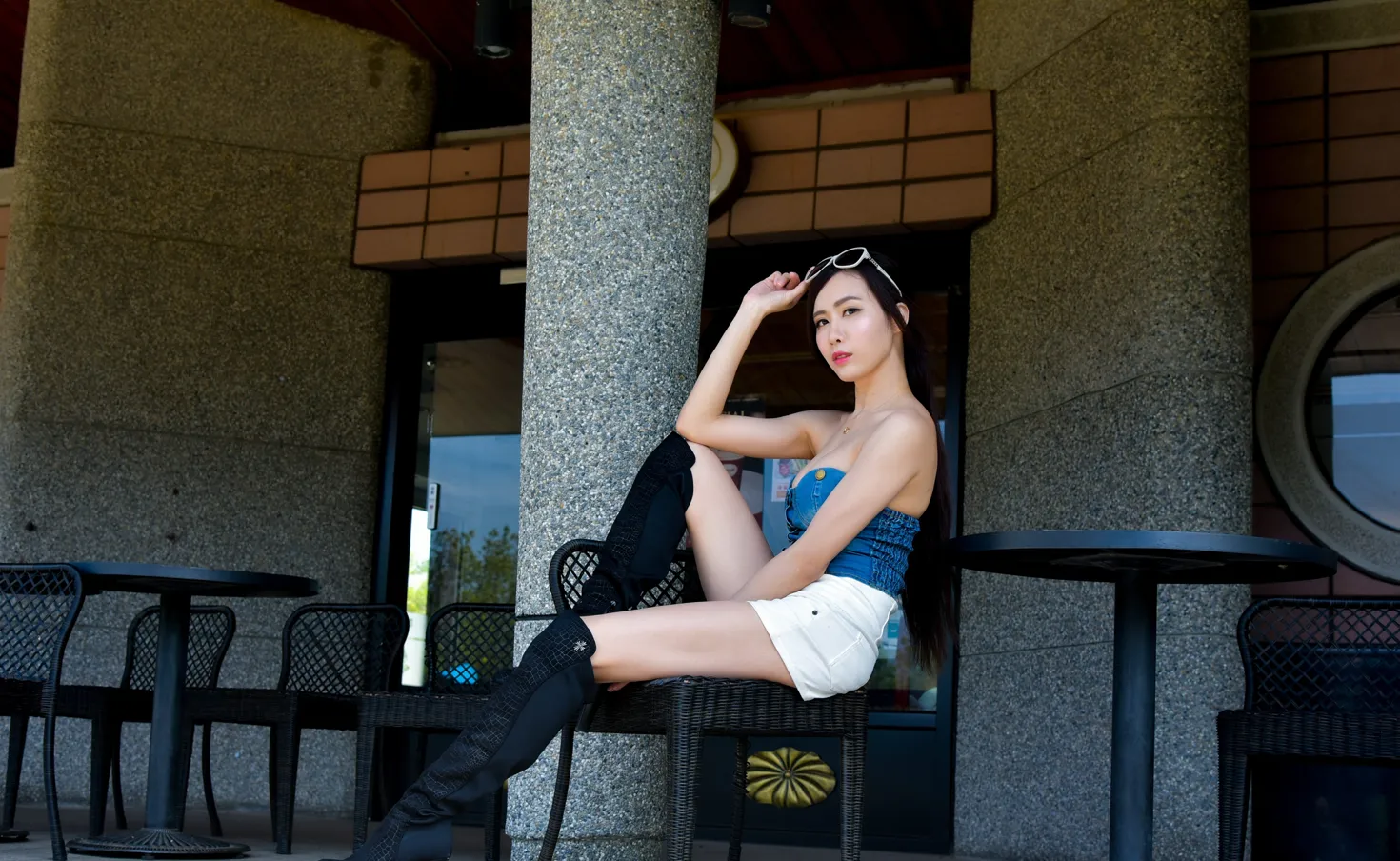 [Mzsock] NO.181 Yanxi off-shoulder shorts, boots and beautiful legs street photography#[71P]-10