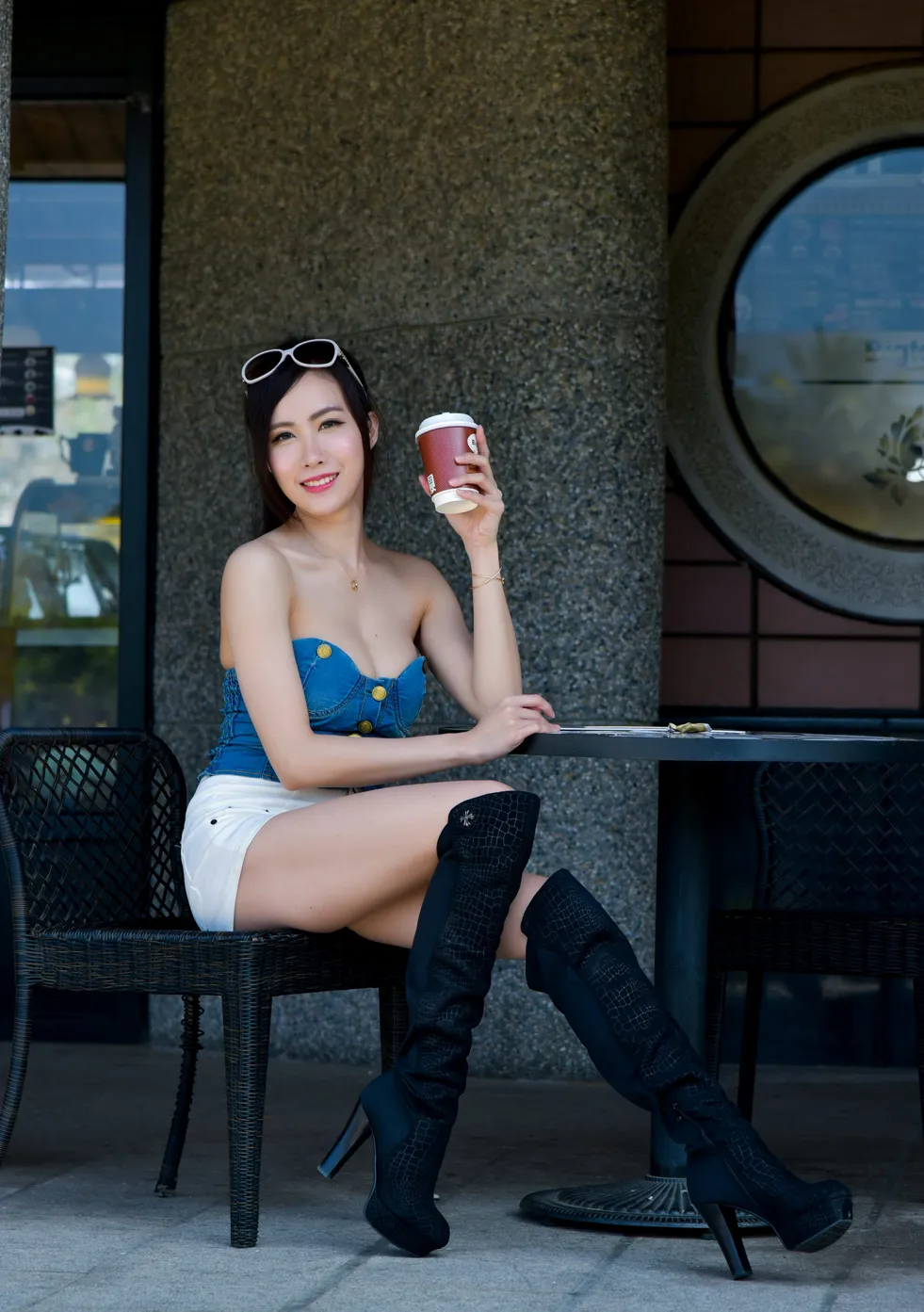 [Mzsock] NO.181 Yanxi off-shoulder shorts, boots and beautiful legs street photography#[71P]-6