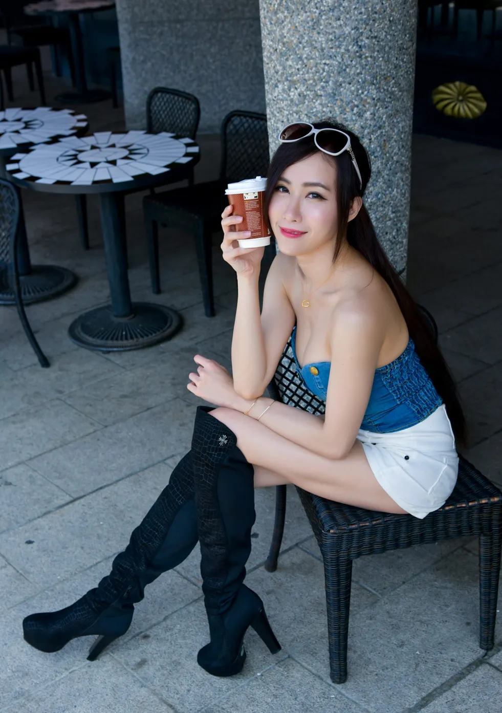 [Mzsock] NO.181 Yanxi off-shoulder shorts, boots and beautiful legs street photography#[71P]-9