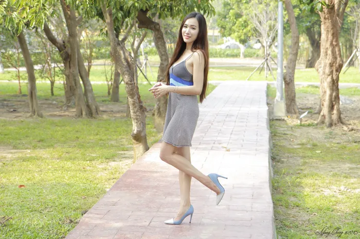 [Mzsock] NO.048 Dora Yanxi elegant dress high heels beautiful legs outdoor shot street photography#[51P]-1