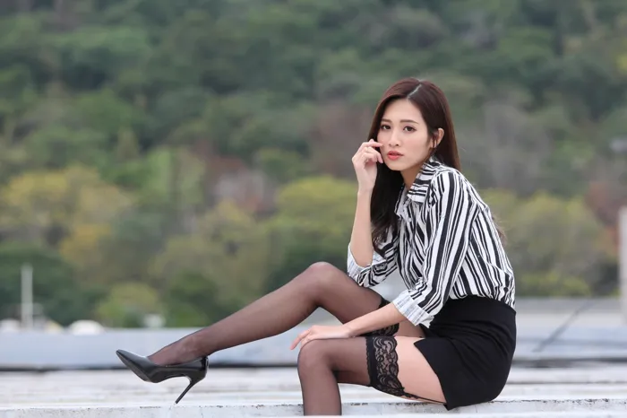 [Mzsock] NO.025 Long-legged beauty model Zhang Xiao sexy black stockings outdoor shot street photography#[93P]-5