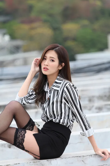 [Mzsock] NO.025 Long-legged beauty model Zhang Xiao sexy black stockings outdoor shot street photography#[93P]-8